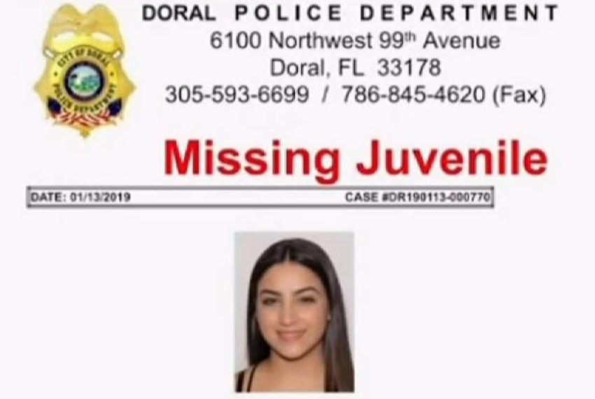 Policía del Doral busca a adolescente de 17 años desaparecida