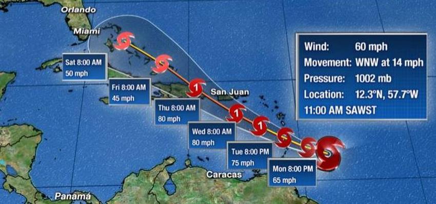 La tormenta tropical Dorian representa una amenaza para el Caribe y podría afectar el Sur de la Florida