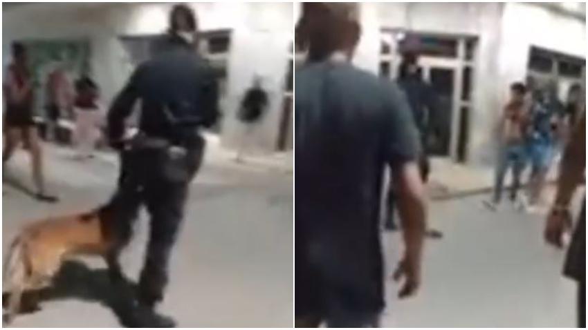 Cubanos salen en defensa de un hombre agredido por la policía en Cuba que usaba perros; el policía tuvo que retirarse 2