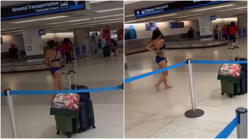 Una mujer se desnuda y camina por los pasillos del aeropuerto de Miami