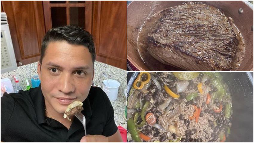 Eliécer Ávila responde a los que dicen que en Estados Unidos la cosa está mala mostrando la comida que se prepara