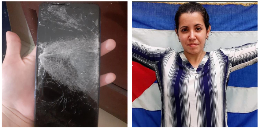 Fuerzas represivas del régimen destrozan el celular de la periodista independiente Camila Acosta