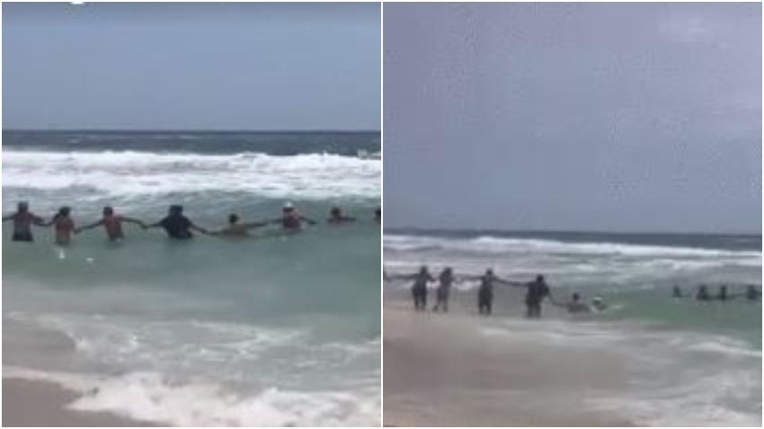 Cadena humana salva a una niña y otras personas que se estaban ahogando en una playa de Florida