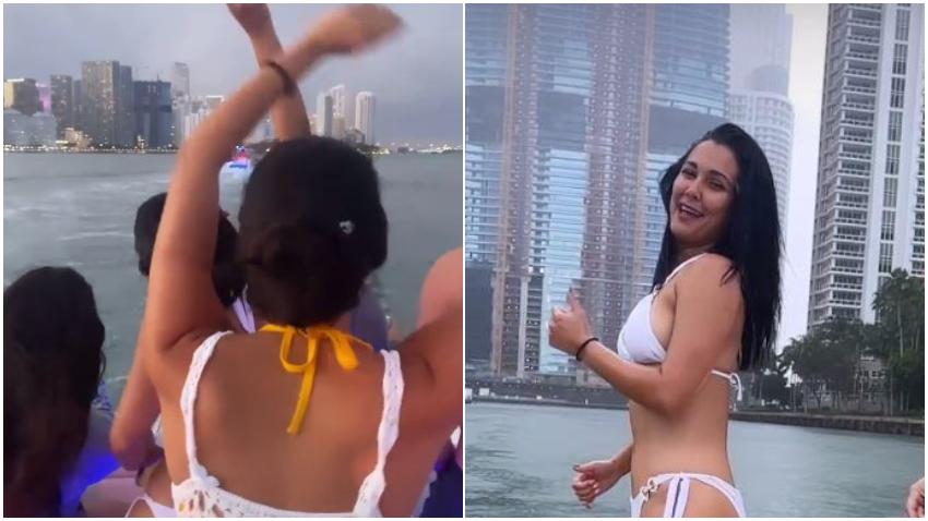 Actriz cubana Camila Arteche desafió la lluvia para celebrar su cumpleaños en Miami