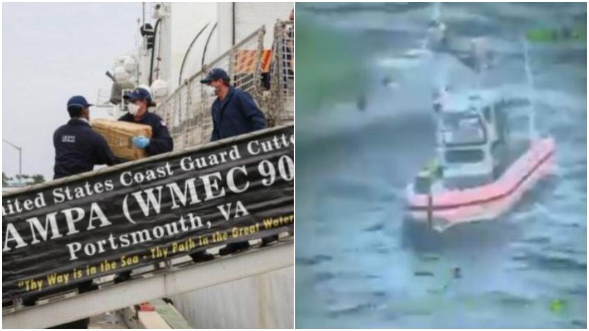 En cámara como la Guardia Costera de Estados Unidos intercepta bote con 94.6 millones de dólares en cocaína que fue descargado en Miami