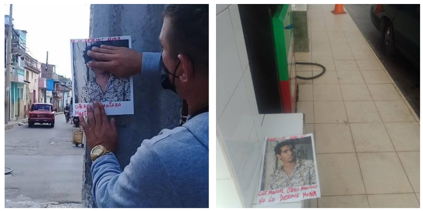 Activistas llenan Santa Clara de imágenes de Otero Alcántara con el letrero ¡Libertad!