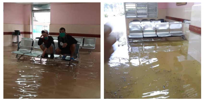 Tormenta local severa causó seria inundación en la sala de espera del Hospital Universitario de Holguín