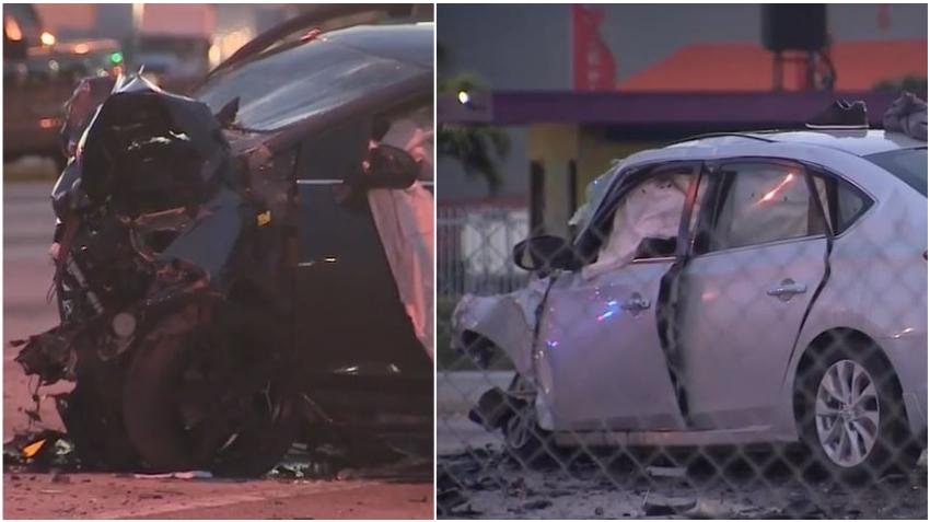 Un automóvil cruza las vías y choca de frente con otro auto en Hialeah Gardens, tres personas mueren