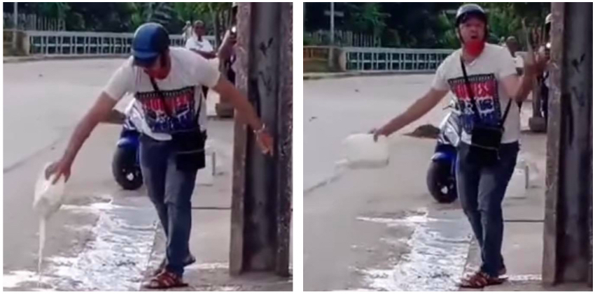 Cubano bota el yogurt en medio de la calle, antes de que la policía se lo decomise: "Me duele hacerlo, pero ustedes no se lo van a tomar"