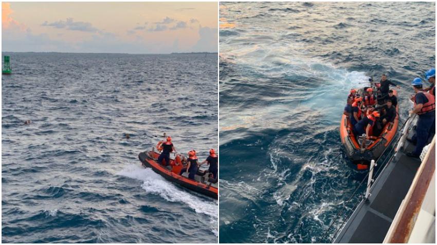 Guardia Costera rescata a cuatro personas después de que su bote se volteara en Miami Beach