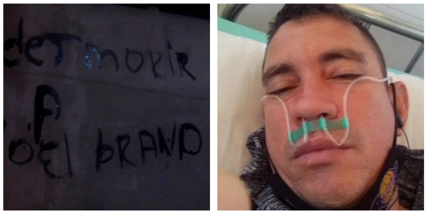 Carteles en el Hospital Militar de Santa Clara: "No dejen morir a Yoel Bravo López", el líder opositor está ingresado allí por Covid-19
