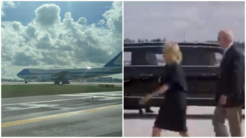Air Force One con el Presidente Biden llega a Miami para visitar el lugar del colapso del edificio en Surfside
