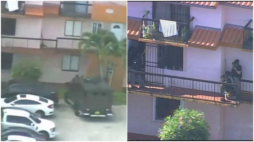 Equipo SWAT rodea a sospechoso de homicidio en Hialeah
