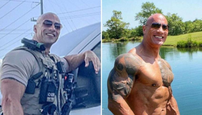 Asombroso parecido de un policía de los EE.UU. con el actor Dwayne Johnson (The Rock)