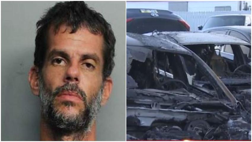 Arrestan a un hombre sospechoso de prender fuego en un concesionario de autos en Miami