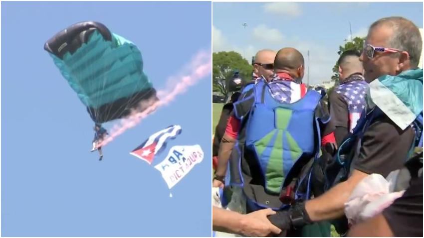 Saltan en Miami 8 paracaidista con mensajes en contra de la dictadura en Cuba
