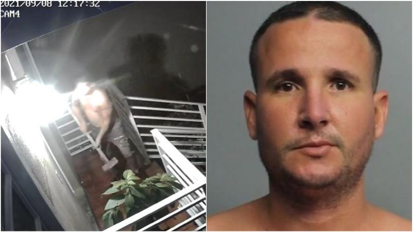 Sale a la luz video del momento un cubano en el vecindario de Westchester en Miami rompe la puerta de su vecino