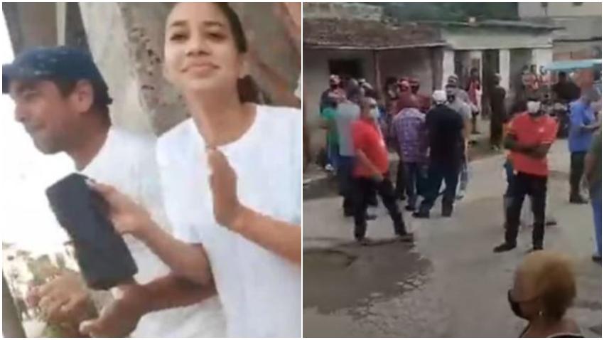 Una familia cubana sale a hacerle frente a los represores en un acto de repudio