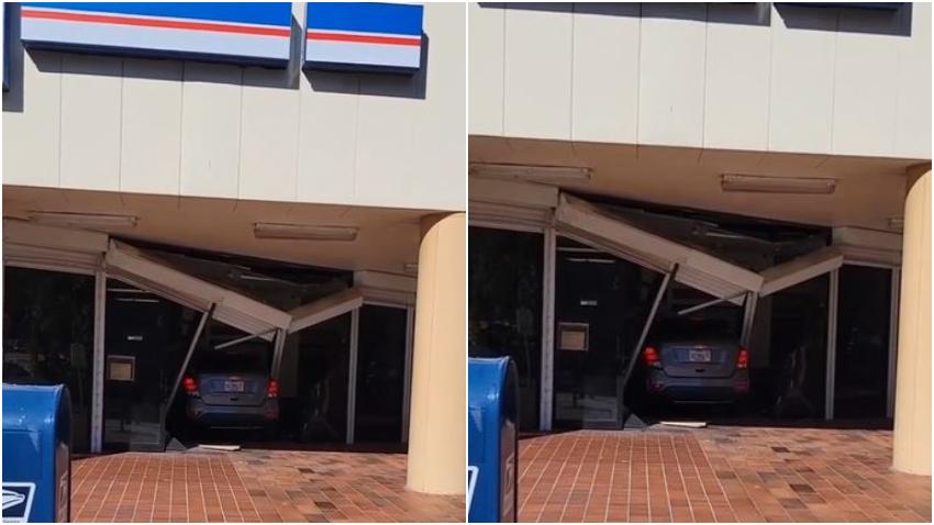 Auto se estrella contra oficina de correo en Miami-Dade