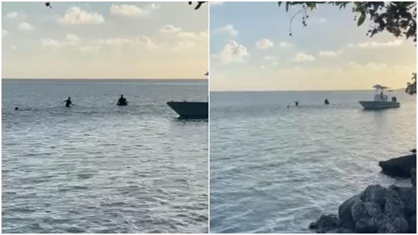 Captado en cámara como un grupo de balseros cubanos llega a la costa en Islamorada
