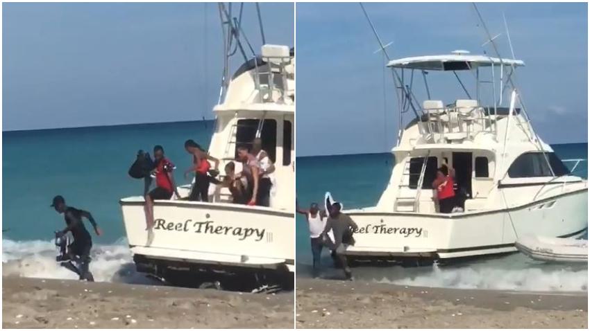 Captan en cámara como un grupo de inmigrantes desembarcan en la playa de Jupiter en Florida