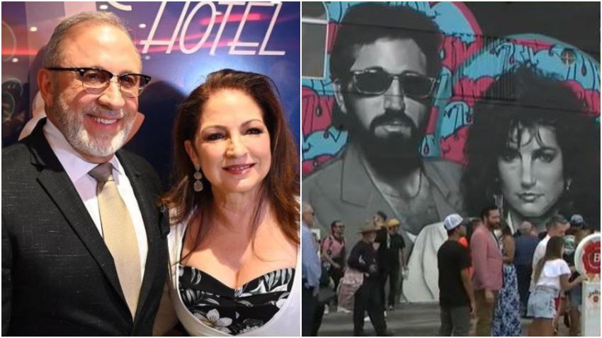 Presentan gigantesco mural en la Calle Ocho de Miami en honor a los cubanos Emilio y Gloria Estefan