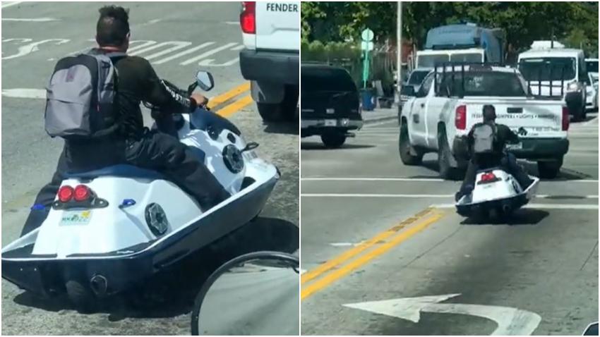Solo en Hialeah: Hombre pone ruedas a una moto acuática y se pasea por toda la ciudad
