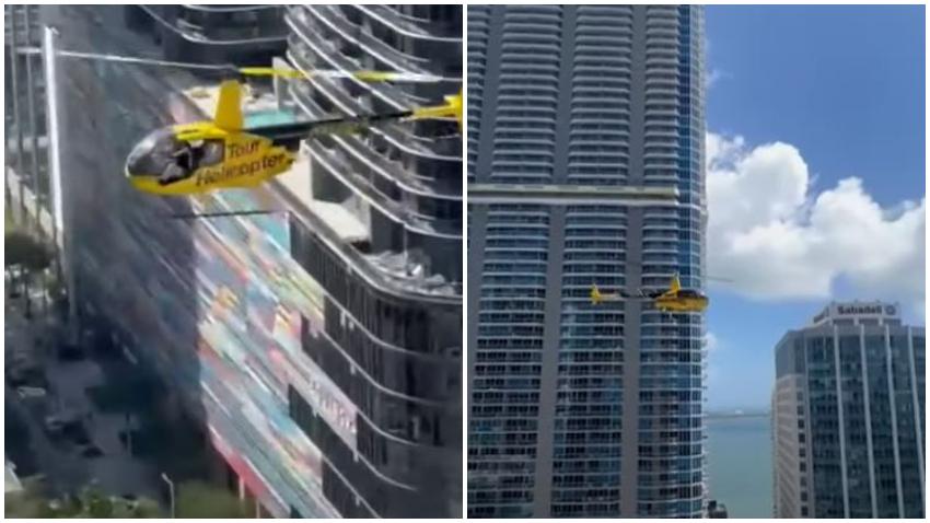 Residentes en el barrio de Brickell en Miami preocupados por lo cerca que pasan los helicópteros de los rascacielos