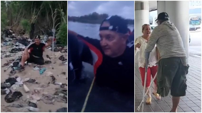 Un cubano con una sola pierna atraviesa el Río Bravo rumbo a Estados Unidos