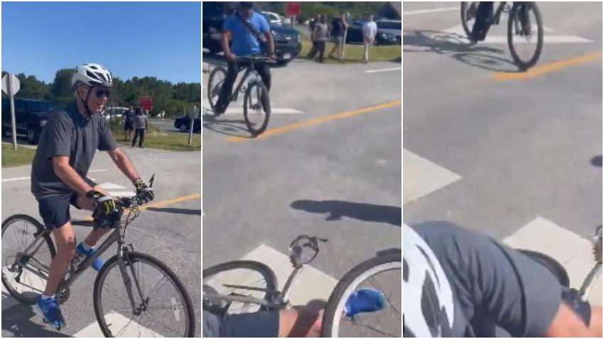 Presidente de Estados Unidos Joe Biden se cae de la bicicleta mientras paseaba cerca de su casa en la playa de Delaware