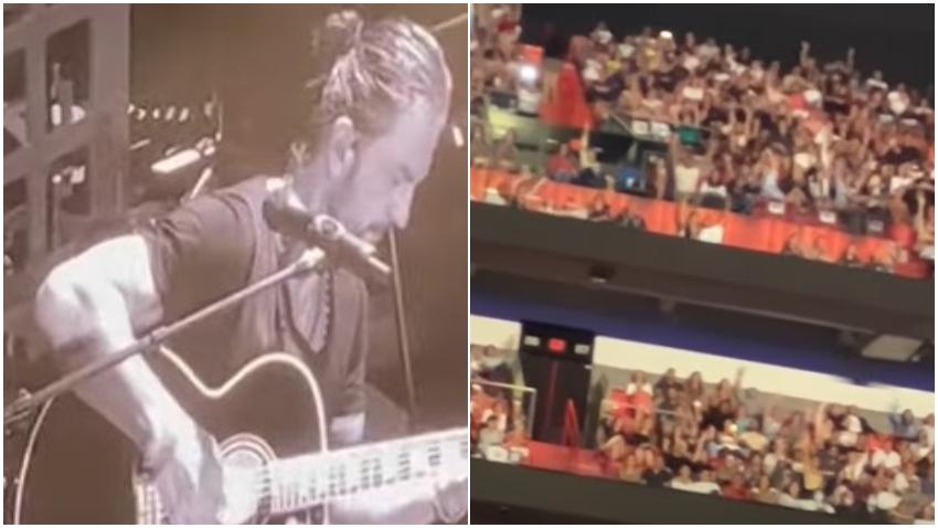 Cubanos en el Arena de Miami aplauden a Ricardo Arjona al cantar la canción Puente que habla de la separación familiar