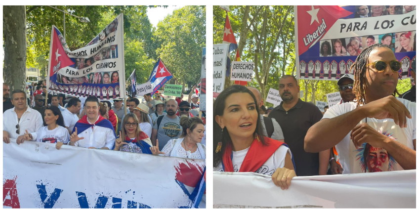 Exilio cubano se manifiesta en Madrid a horas del primer aniversario del 11J