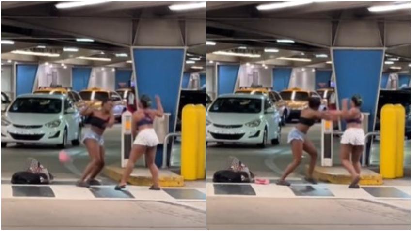 En cámara pelea entre dos mujeres a la salida del Aeropuerto de Miami