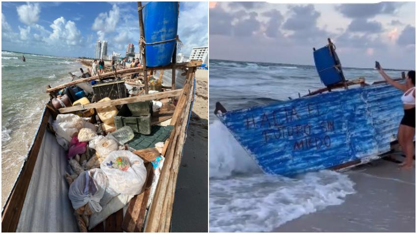 Bote rústico usado por balseros cubanos aparece en la playa de Miami Beach