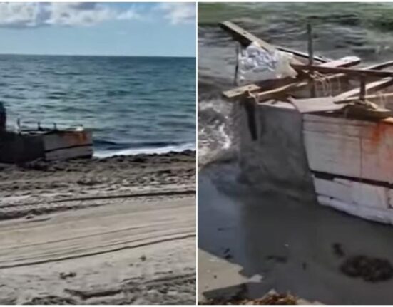 Llega a la playa en Hollywood Beach una balsa usada por cubanos