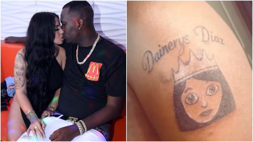 “Cuando me enamoro, me enamoro”, dijo el reguetonero cubano Chocolate MC al tatuarse el nombre de su actual novia