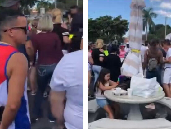 Cubanos se manifiestan frente al Versailles para pedir la liberación de sus familiares detenidos esta semana por ICE