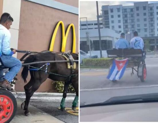 Viral: Cubanos en una carreta con caballos llega a la ventanita de un McDonalds en Hialeah