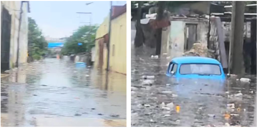 Sumergido un automรณvil en La Habana tras intensas lluvias carro