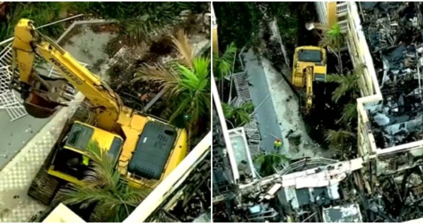 Comienza demolición de edificio de Miami que quedó inhabitable después de un voraz incendio la semana pasada demolicion-edificio-de-Miami
