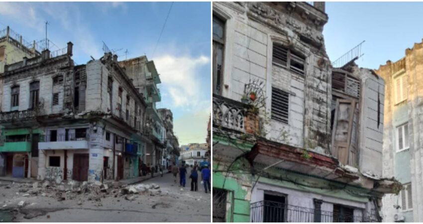 Colapsa parte de una estructura de una casa en Centro Habana derrumbes-en-Cuba-Centro-Habana