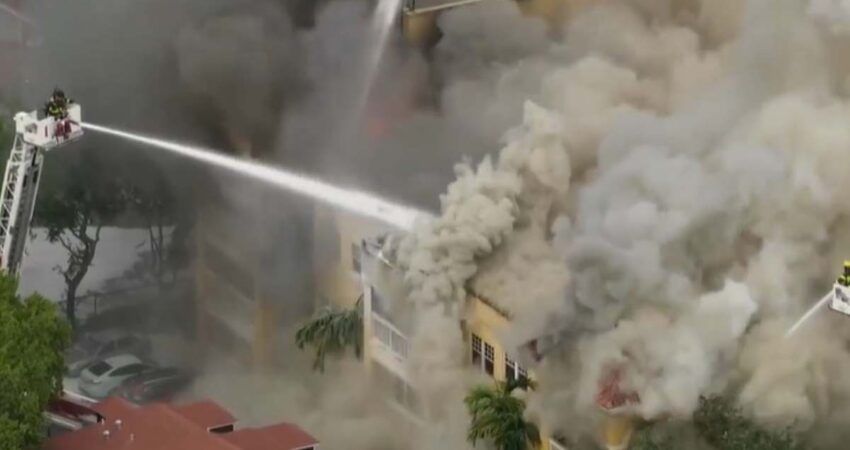 Edificio en Miami termina en llamas encuentran hombre con heridas de bala en el tercer piso incendio-miami-edificio