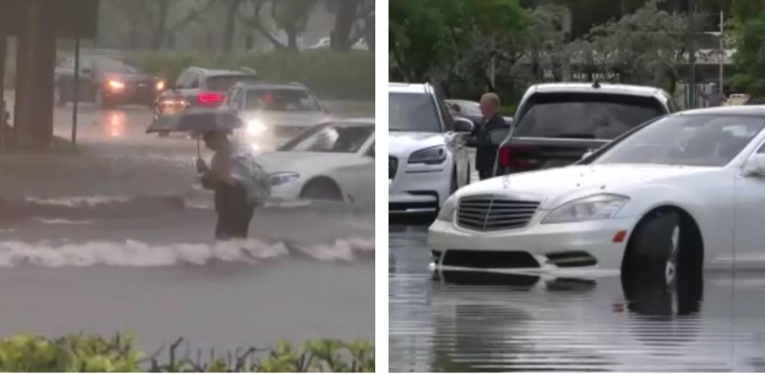Miami-Dade: Bomberos tuvieron que rescatar a una mujer que había quedado atrapada en su vehículo por el agua lluvias