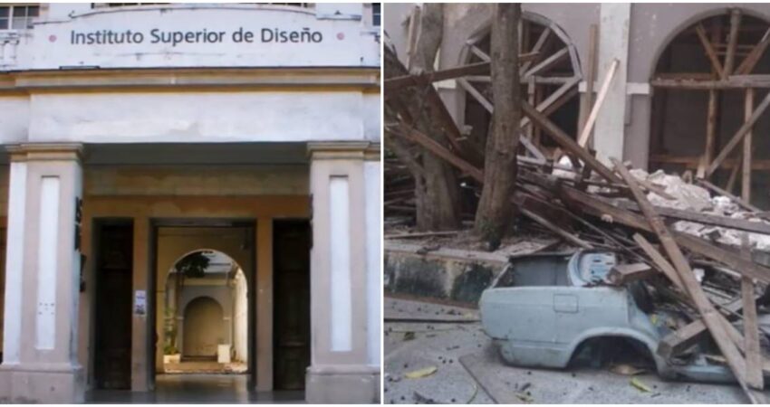 Se desprende parcialmente la fachada del Instituto Superior de Diseño Derrumbe-en-Cuba-Instituto-de-Diseno