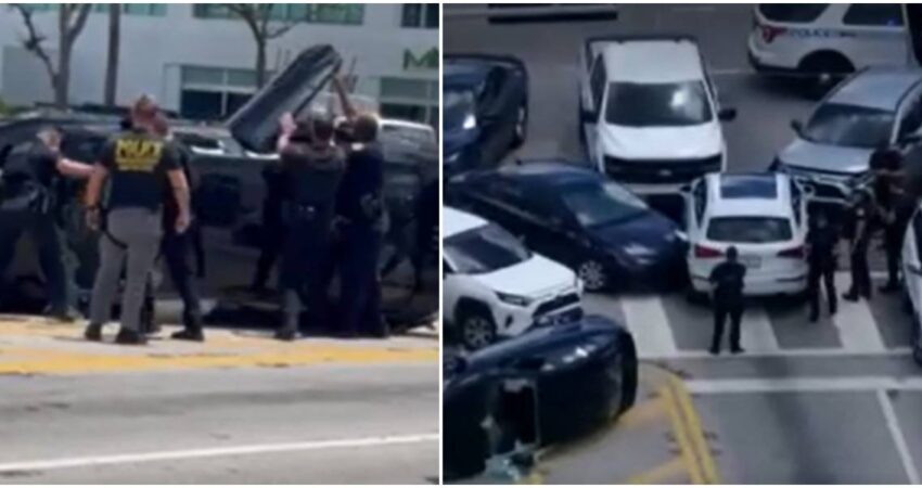 Accidente en Biscayne Boulevard deja un auto de volcado de lado tras una persecución policial accidente-de-transito-policia-de-Miami
