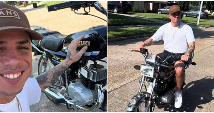 Cubano nostálgico de Houston muestra con orgullo una motocicleta Suzuki AX 100 y revuelve las opiniones de los cubanos motos-en-Houston-joven-motorista