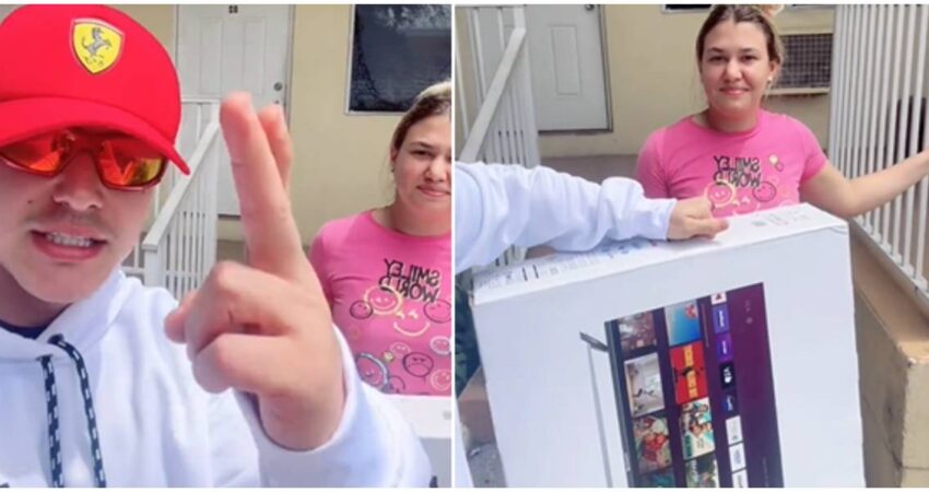 Influencer regala un televisor a una madre cubana necesitada tras incendio en su vivienda en Miami tiktoker-cubano-ayuda-a-madre-cubana