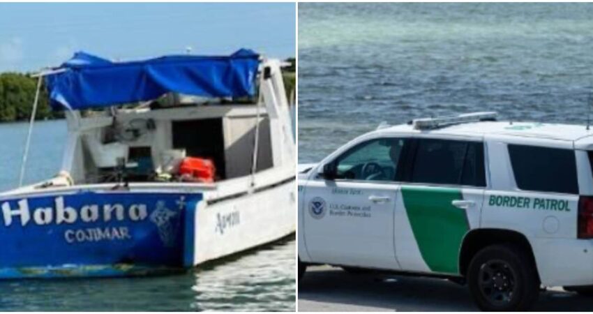 Migrantes cubanos que viajaban a bordo de un bote pesquero logran desembarcar en los Cayos de Florida balseros cubanos-patrulla fronteriza (1)