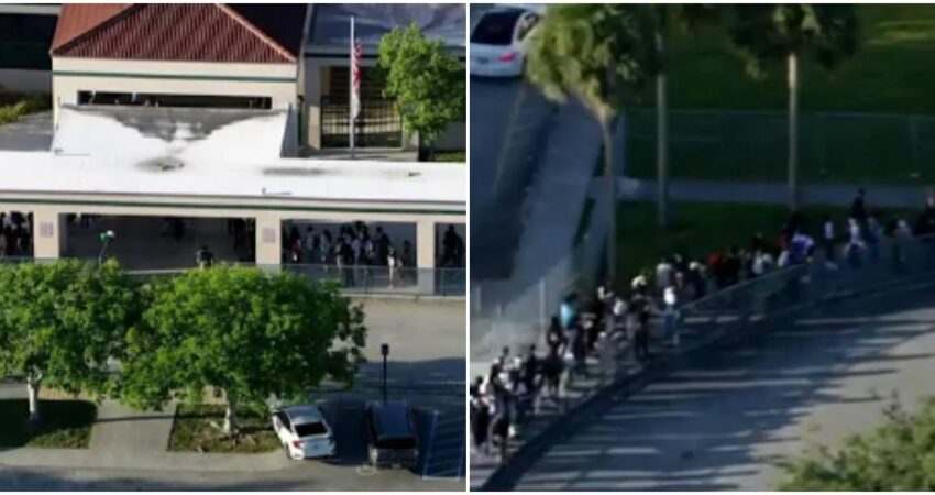 Nuevas medidas de seguridad en centros escolares de Broward generan largas filas de estudiantes antes de pasar detector de metales filas en escuelas Broward-medidas de seguridad