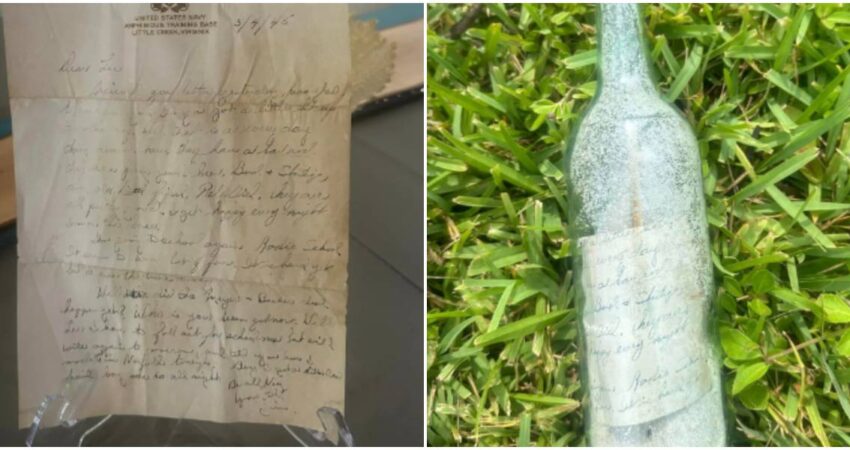 Botella con mensaje que data de la Segunda Guerra Mundial fue encontrada en las costas de Florida hallazgo-carta vieja